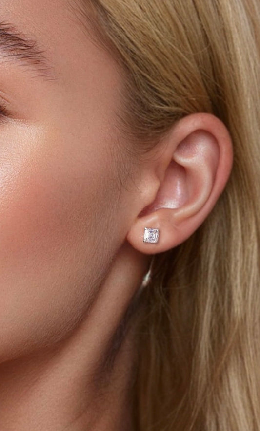 The Roots Asscher Diamond Stud